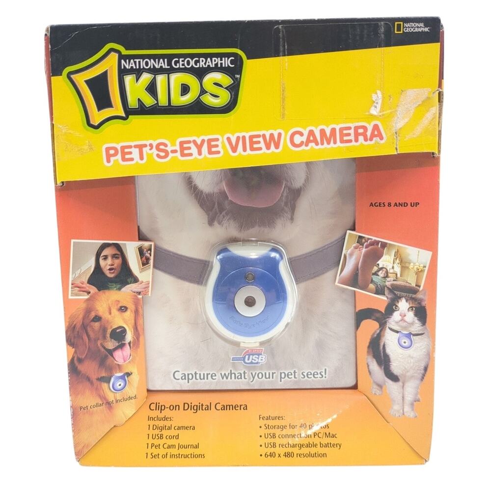 National Geographic Kids Pets Eye View Clip On Digital Camera Dog Cat USB NOS